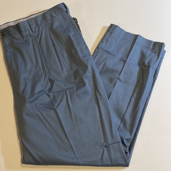 Savane SZ 50 x 28 Blue Mirage Pleated Performance Chino Straight Fit Pants New - Picture 7 of 10